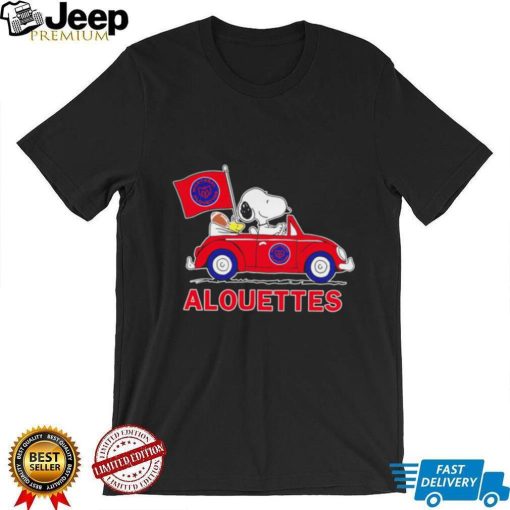 Snoopy drive a car Alouettes football flag logo gift shirt