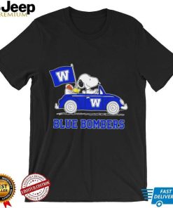 Snoopy drive a car Blue Bombers football flag logo gift shirt