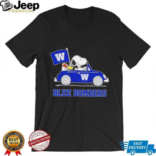 Snoopy drive a car Blue Bombers football flag logo gift shirt