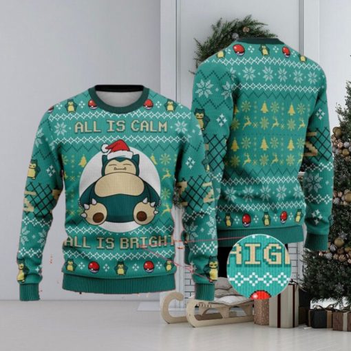 Snorlax All Is Calm Bright Ugly Christmas Sweater Sweatshirt Anime Xmas Pocket Monster