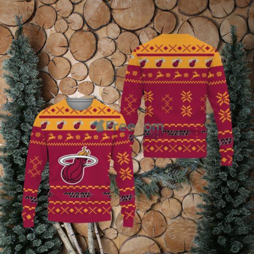 Snow Santa Pattern Logo Miami Heat Tree Ugly Christmas Sweater New For Fans Gift Christmas