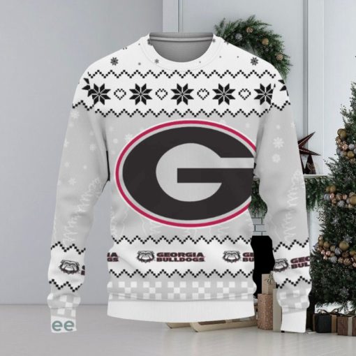 Snow Team Logo Georgia Bulldogs Gifts For Fan Christmas Tree Ugly Christmas Sweater AOP