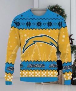 Snow Team Logo Los Angeles Chargers Gifts For Fan Christmas Tree Knitted Christmas Sweater