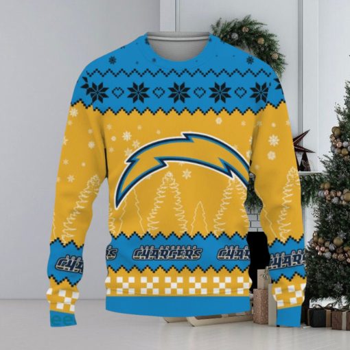 Snow Team Logo Los Angeles Chargers Gifts For Fan Christmas Tree Knitted Christmas Sweater