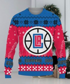 Snow Team Logo Los Angeles Clippers Gifts For Fan Christmas Tree Ugly Xmas Sweater AOP Gift Holidays