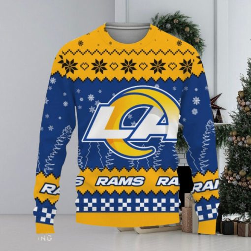 Snow Team Logo Los Angeles Rams Gifts For Fan Christmas Tree Knitted Christmas 3D Sweater Gift Holidays