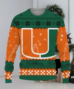 Snow Team Logo Miami Hurricanes Gifts For Fan Christmas Tree Ugly Christmas Sweater
