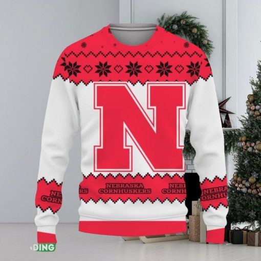 Snow Team Logo Nebraska Cornhuskers Gifts For Fan Christmas Tree Knitted Xmas 3D Sweater Gift Holidays
