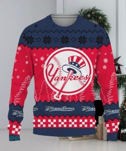 Snow Team Logo New York Yankees Gifts For Fan Christmas Tree Ugly Xmas Sweater