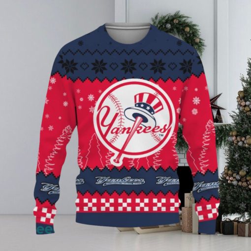 Snow Team Logo New York Yankees Gifts For Fan Christmas Tree Ugly Xmas Sweater