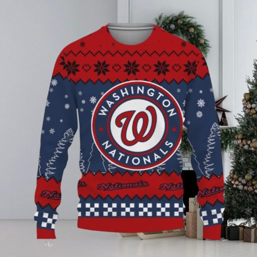 Snow Team Logo Washington Nationals Gifts For Fan Christmas Tree Ugly Christmas Sweater Gift Holidays