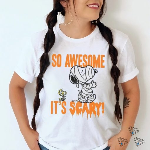 So Awesome It’s Scary Snoopy Woodstock Halloween Shirt, Snoopy Woodstock Mummy Halloween Tee Shirt