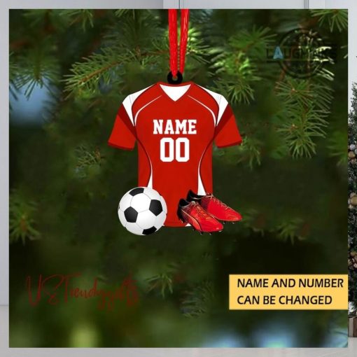 Soccer Christmas Ornament Woodern Shaped Personalized Soccer Player Ornament Custom Name And Number Soccer Ball Christmas Ornament Xmas Tree Decoration Gift