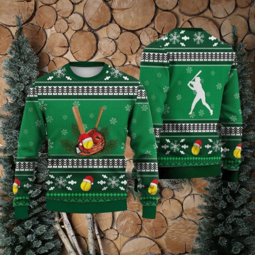 Softball Pattern Falling Snowflakes Sweater Trending For Men And Women Gift Holidays