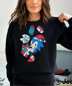 Sonic The Hedgehog Boy's Christmas Present Black T Shirt