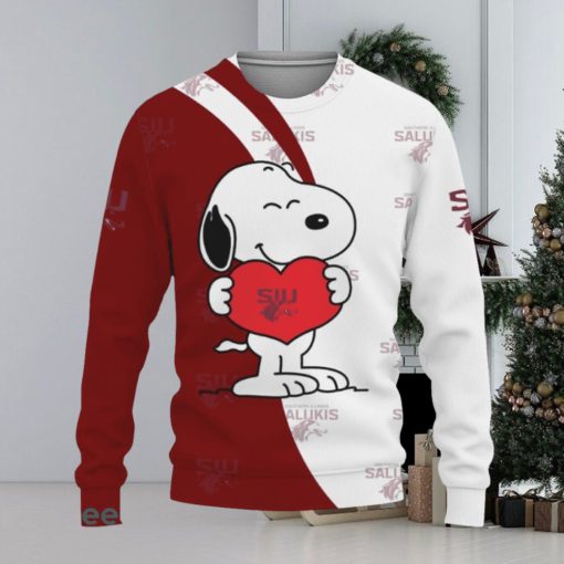 Southern Illinois Salukis Snoopy Cute Heart American Sports Team Ugly Xmas 3D Sweater