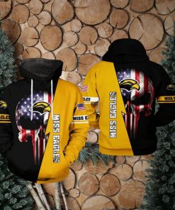 Southern Miss Golden Eagles NCAA US Flag Skull 3D Hoodie