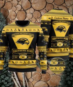 Southern Miss Golden Eagles Team Custom Name Ugly Christmas Sweater For Men And Women Sport Gift
