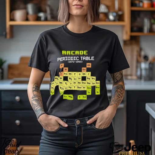 Space Invaders and many more arcade games Arcade Periodic Table game shirt