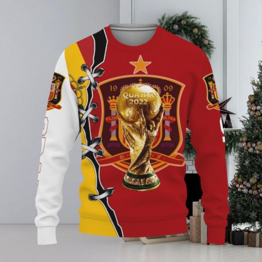 Spain Flag national soccer team World Cup qatar champions vintage football gift fans world cup Knitted Xmas Sweater