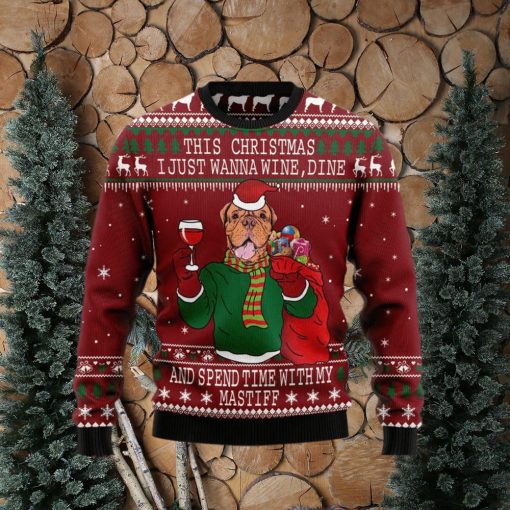 Spend Time With My Mastiff Snowflake Ugly Christmas Sweater