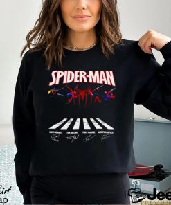 Spider Man Miles Morales Tom Holland Tobey Maguire Andrew Garfield Abbey Road signatures shirt