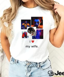 Spider Man Reveals and cat I love my wife shirt