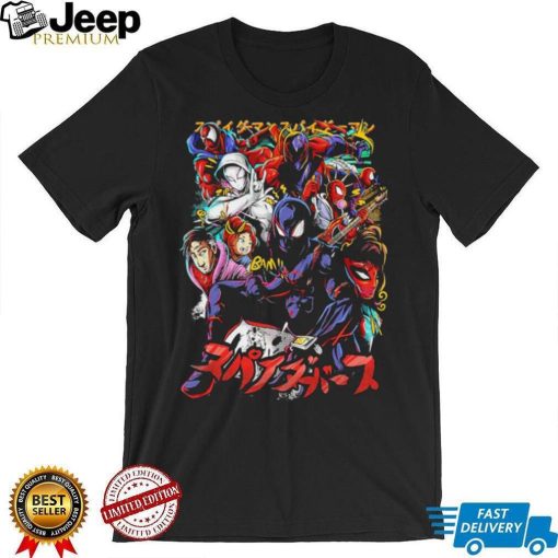 Spider in a Spider Verse cartoon shirt