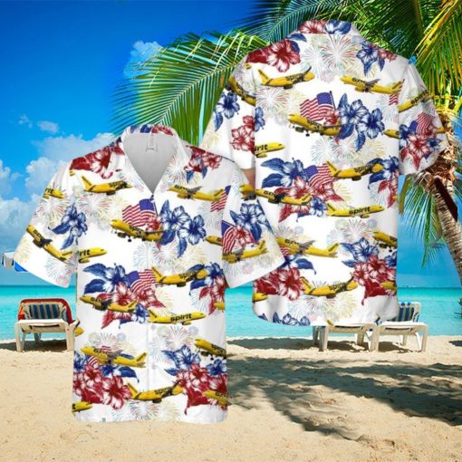 Spirit Airlines Airbus A319 4th Of July Hawaiian Shirt Summner Vacation Shirt