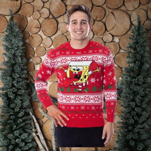 SpongeBob SquarePants Men’s Snowflake Catching Ugly Sweater