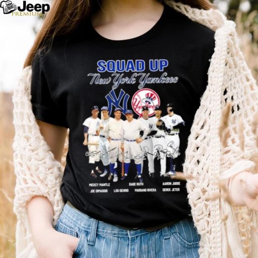 Squad Up New York Yankees Mickey Mantle Babe Ruth Aaron Judge Signatures Shirt