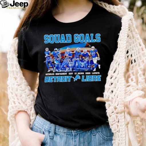 Squad goals Detroit Lions Reynolds Montgomery Goff St Brown signatures shirt