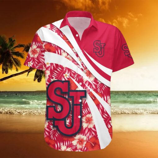 St  John’s Red Storm 3D Hawaiian Shirt Hibiscus Sport Style NCAA Summer Beach For Fans Gift