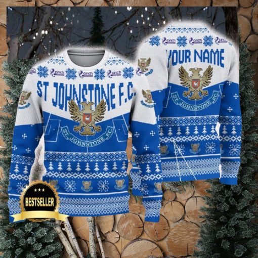 St Johnstone FC Ugly Christmas Sweater Logo Custom Name Gift Fans