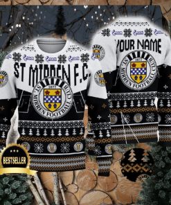 St Mirren FC Ugly Christmas Sweater Logo Custom Name Gift Fans