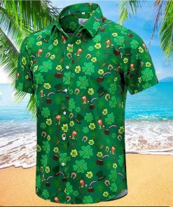 St Patrick s Day Hawaiian Shirt for Men Irish Printed Casual Short Sleeve Button Down Beach Shirts