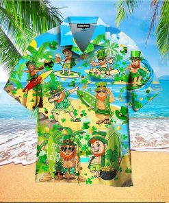 St Patricks Day Green Hawaiian Irish Leprechaun Surfer Surf Hypebeast Fashion Hawaiian Shirt