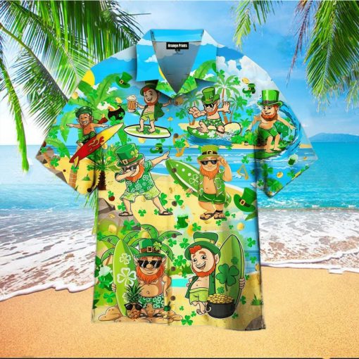 St Patricks Day Green Hawaiian Irish Leprechaun Surfer Surf Hypebeast Fashion Hawaiian Shirt