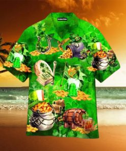 St Patricks Day Water Color Clover Pattern Green Aloha Hawaiian Shirt