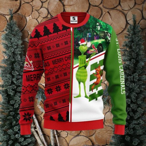 St. Louis Cardinals Grinch & Scooby doo Ugly Christmas Sweater For Sport Fans Christmas Gift