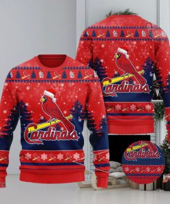 St. Louis Cardinals Logo Wearing Santa Hat Red 3D Ugly Christmas Sweater 2023 Sweater