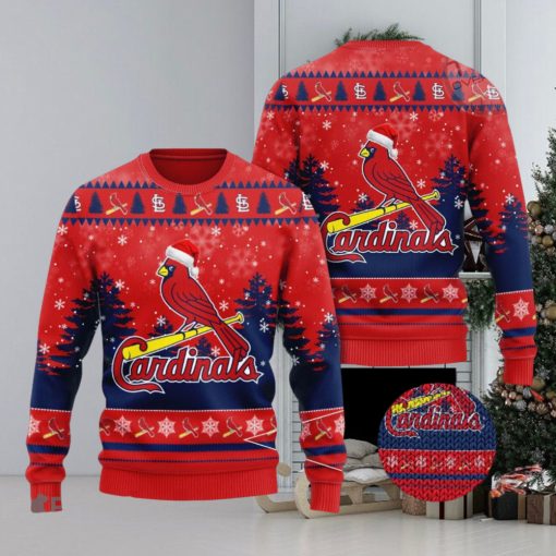 St. Louis Cardinals Logo Wearing Santa Hat Red 3D Ugly Christmas Sweater 2023 Sweater