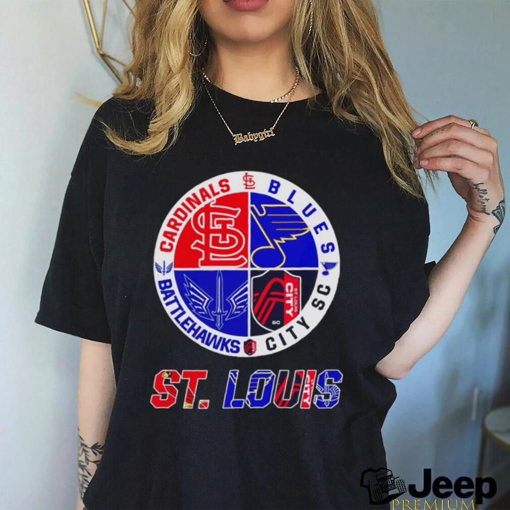 St. Louis Cardinals St. Louis Blues St. Louis Battlehawks St. Louis City SC  logo St. Louis city 2023 shirt - teejeep