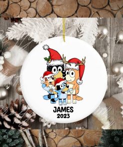 Custom Kid Name Bluey Family 2023 Christmas Ceramic Ornament