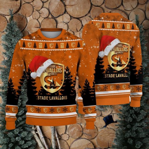 Stade Lavallois Logo Wearing Santa Hat Ugly Christmas Sweater Unisex 3D Christmas sweater