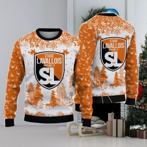 Stade Lavallois Mayenne FC Big Logo Pine Trees Big Fans Gift Christmas Sweater For Men And Women