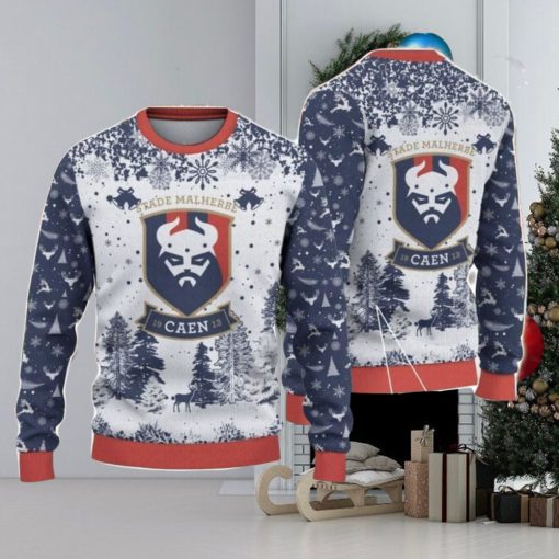 Stade Malherbe Caen Big Logo Pine Trees Big Fans Gift Christmas Sweater For Men And Women