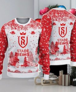 Stade de Reims Big Logo Pine Trees Big Fans Gift Christmas Sweater For Men And Women