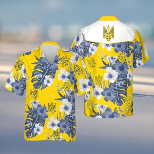 Stand With Ukraine Ukrainian Symbol Support Ukraine Yellow Hawaiian Shirt