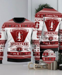 Stanford Cardinal Football Team Logo Custom Name Ugly Christmas Sweater Perfect Holiday Gift